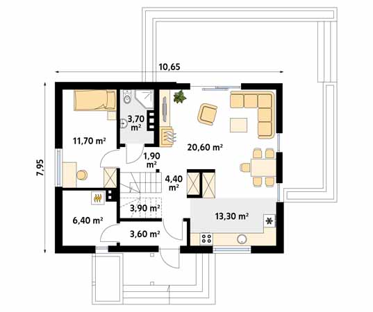 Projekt domu Anka dr-ST - rzut parteru