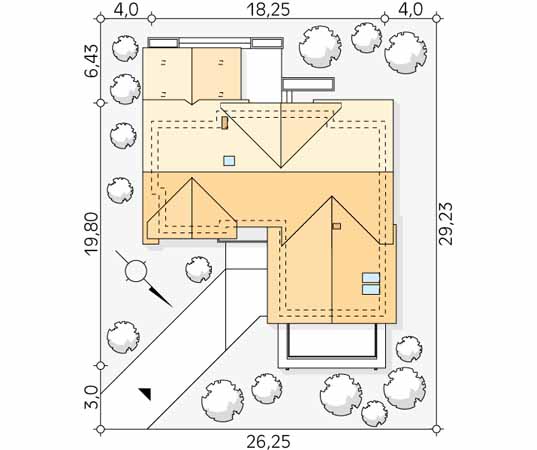 Projekt domu Anyż - usytuowanie na działce