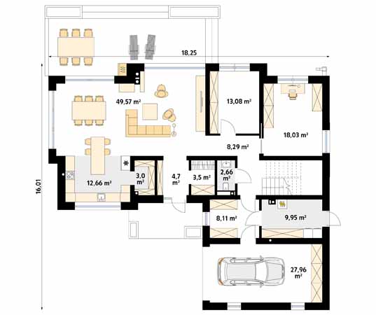 Projekt domu Anyż 2 - rzut parteru