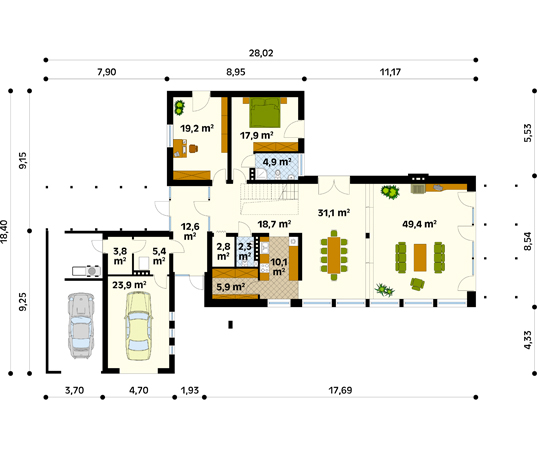 Projekt domu Apollo - rzut parteru