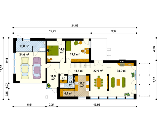 Projekt domu Apollo 2 - rzut parteru