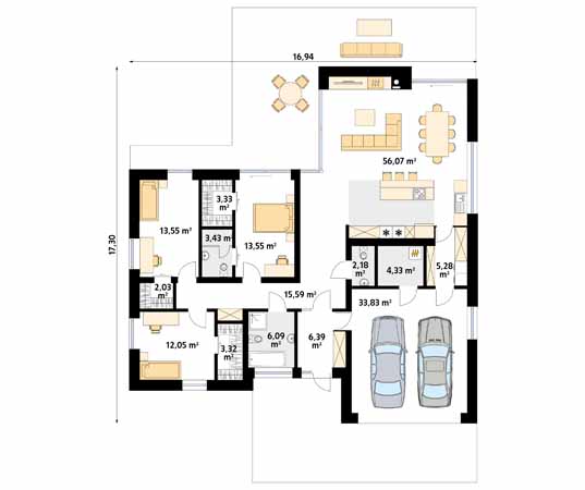 Projekt domu Ares - rzut parteru