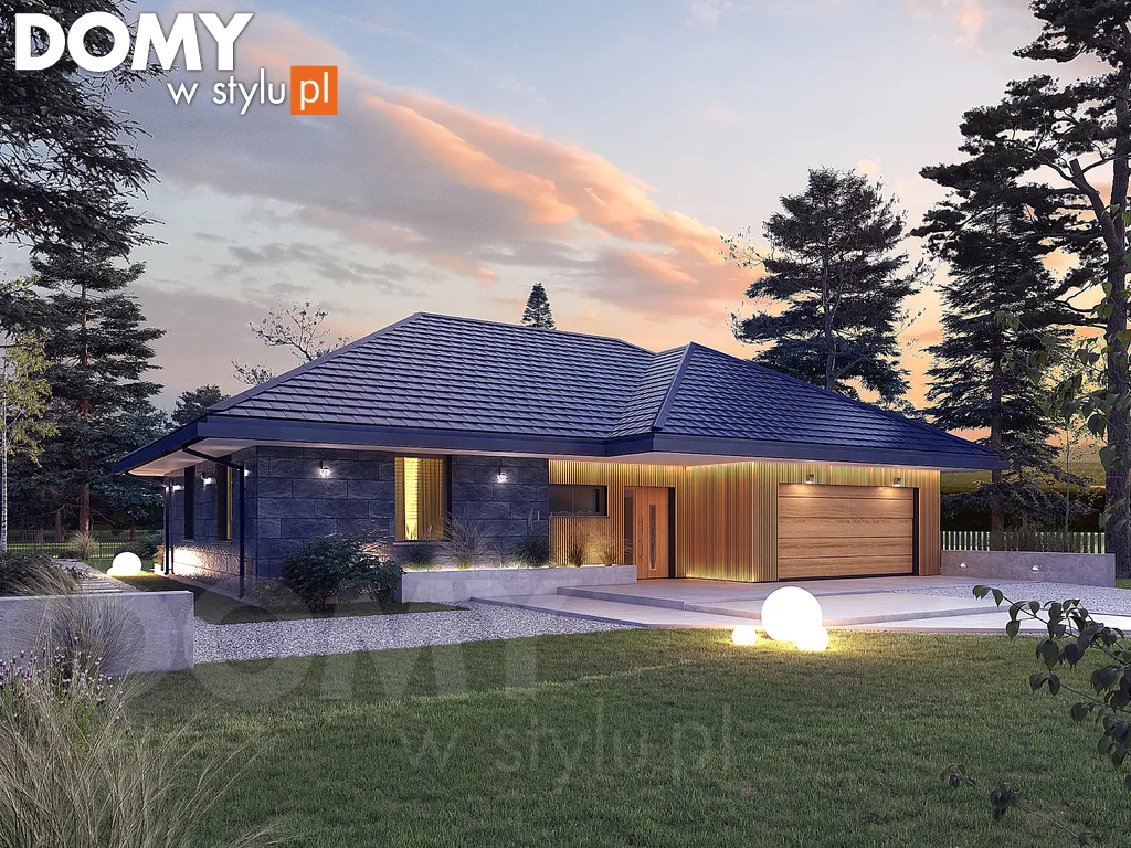 Nowoczesny projekt domu parterowego Ares - wizualizacja frontowa