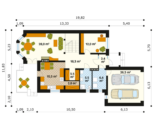Projekt domu Aria - rzut parteru