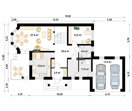 Projekt domu Aria 2 - rzut parteru