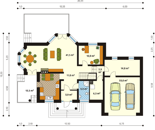 Projekt domu Aria 3 - rzut parteru