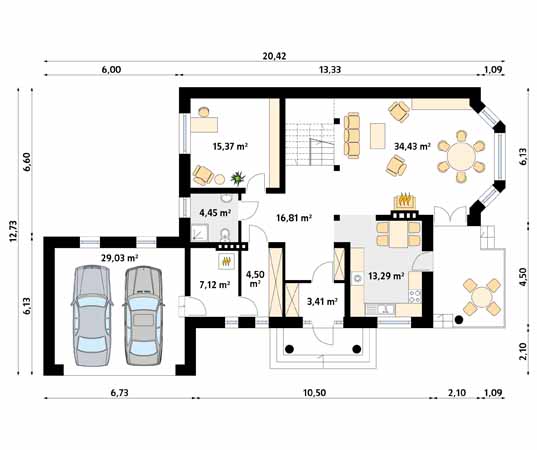 Projekt domu Aria 4 - rzut parteru
