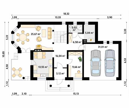 Projekt domu Aria 6 - rzut parteru