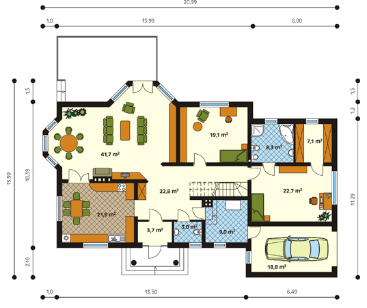Projekt domu Aria 7 - rzut parteru
