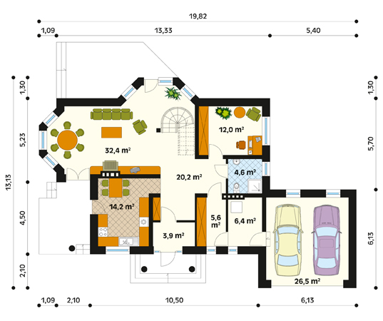 Projekt domu Aria 9 - rzut parteru