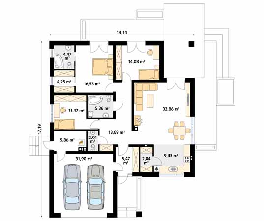 Projekt domu Ariel 6 - rzut parteru