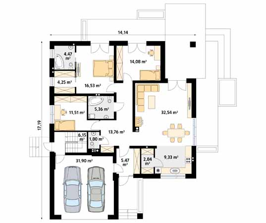 Projekt domu Ariel 9 - rzut parteru