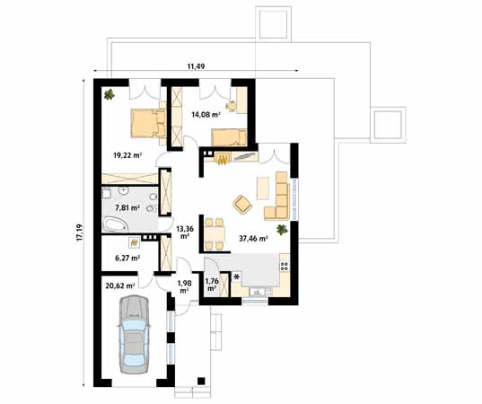 Projekt domu Aries - rzut parteru