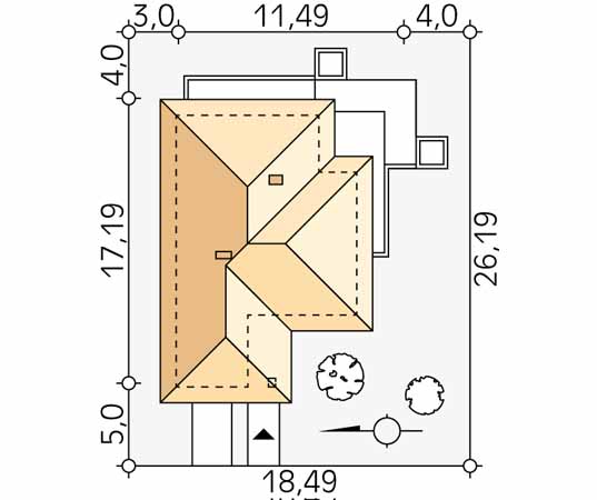 Projekt domu Aries - usytuowanie na działce