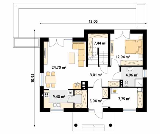 Projekt domu Arion 2 - rzut parteru