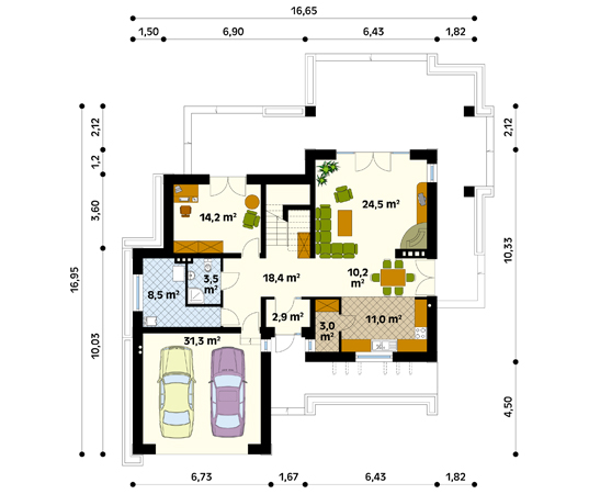 Projekt domu Arizona 2 - rzut parteru