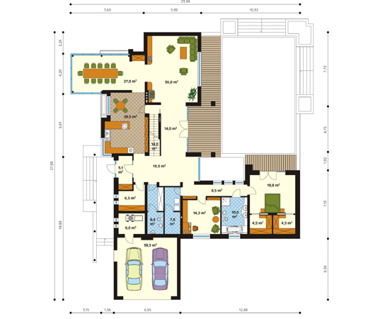 Projekt domu Arkadia - rzut parteru