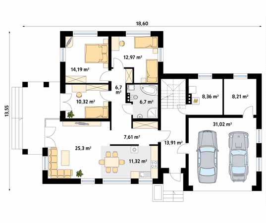 Projekt domu Arkan - rzut parteru