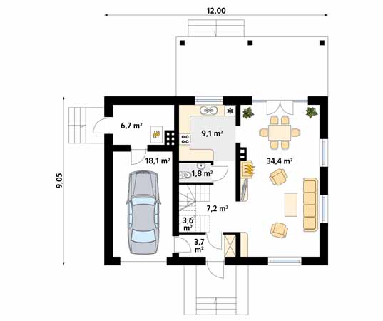Projekt domu Arnika 2 - rzut parteru