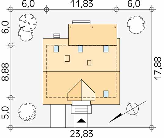 Projekt domu Arnika 2 dr-S - usytuowanie na działce