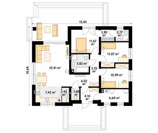 Projekt domu Aruba - rzut parteru