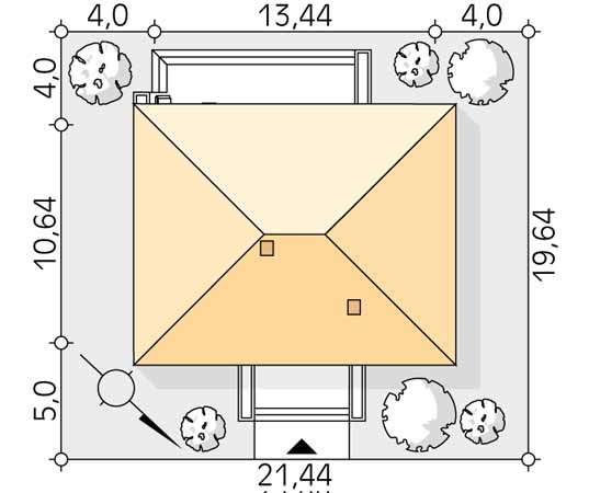 Projekt domu Aruba - usytuowanie na działce
