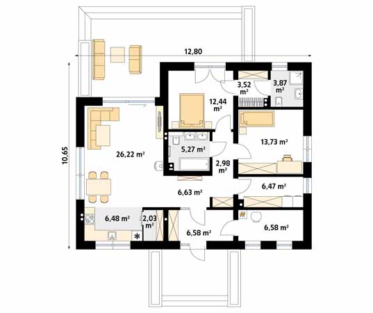 Projekt domu Aruba 2 - rzut parteru