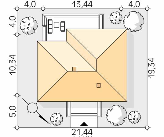 Projekt domu Aruba 3 - usytuowanie na działce