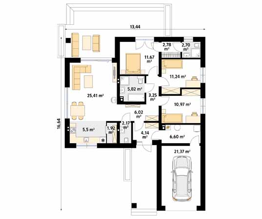 Projekt domu Aruba 4 - rzut parteru