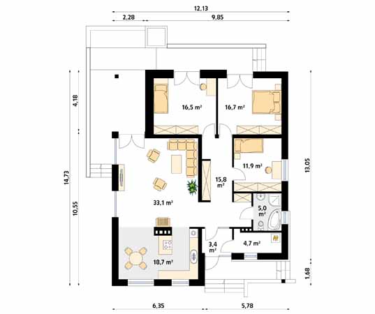 Projekt domu As - rzut parteru
