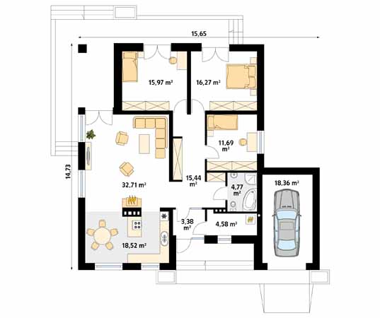 Projekt domu As 3 - rzut parteru