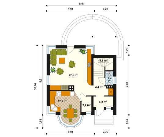 Projekt domu Aśka - rzut parteru