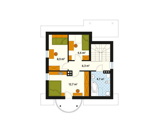 Projekt domu Aśka - rzut poddasza