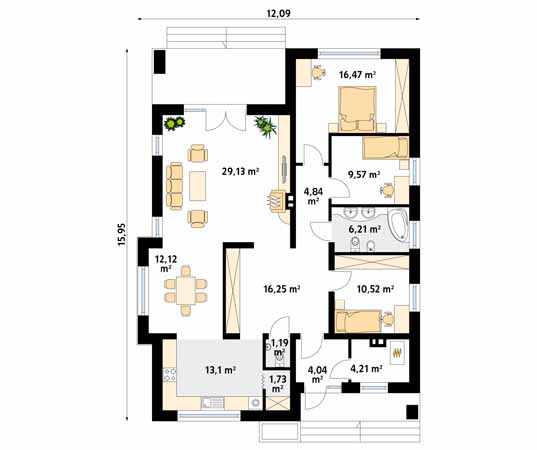 Projekt domu Aster - rzut parteru