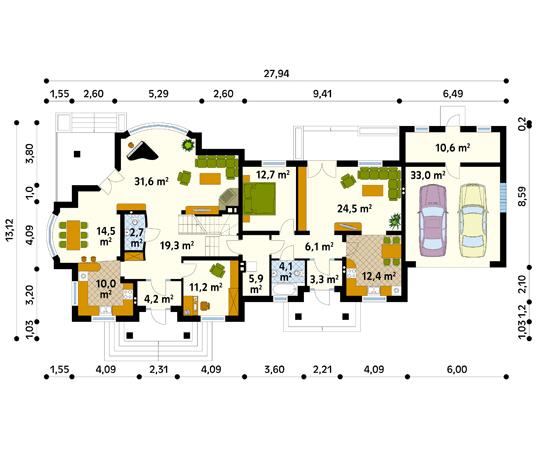 Projekt domu Atol - rzut parteru
