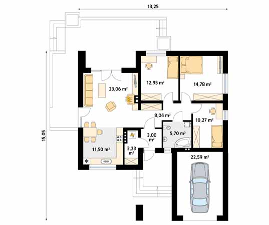 Projekt domu Atut 2 - rzut parteru