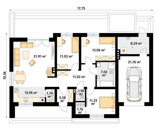 Projekt domu Aurelia 2 - rzut parteru
