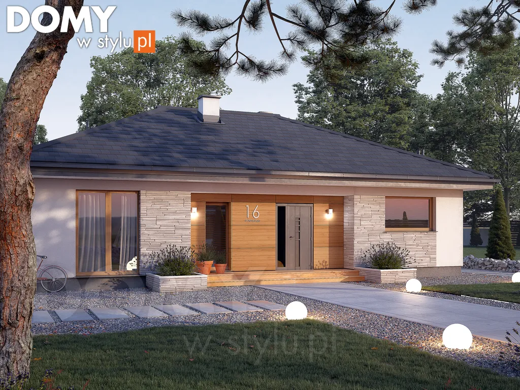 Nowoczesny projekt domu parterowego Awokado - wizualizacja frontowa