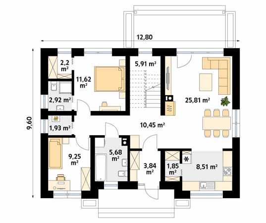 Projekt domu Awokado 5 - rzut parteru