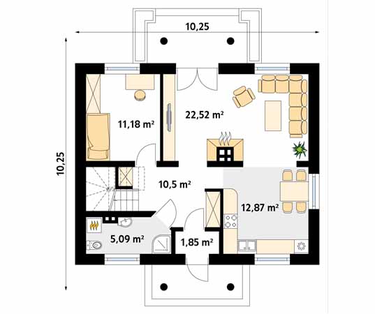 Projekt domu Azalia - rzut parteru
