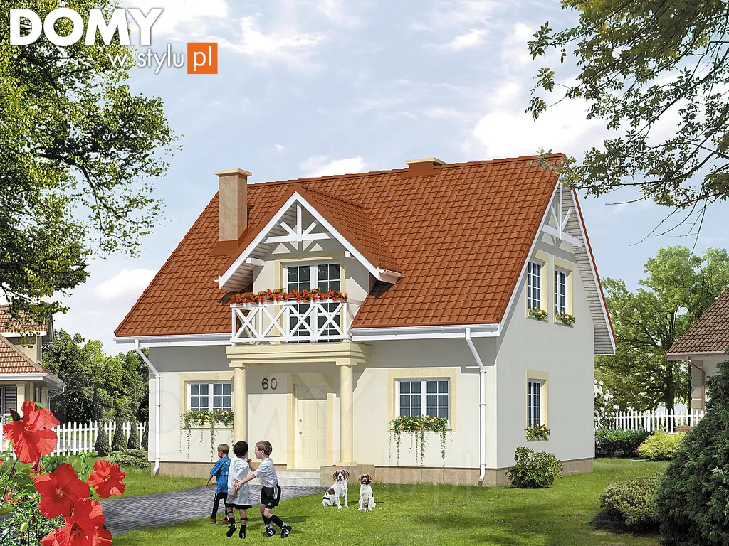 Projekt domu z poddaszem Azalia - wizualizacja frontowa