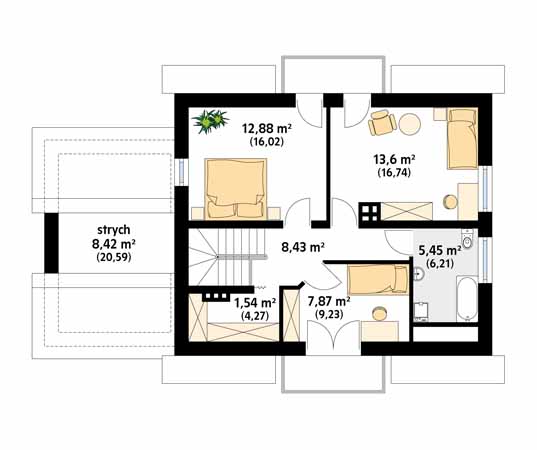 Projekt domu Azalia 4 - rzut poddasza