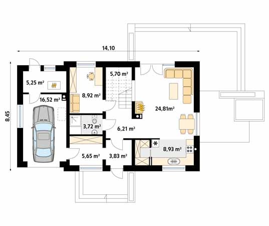 Projekt domu Azuryt 2 - rzut parteru