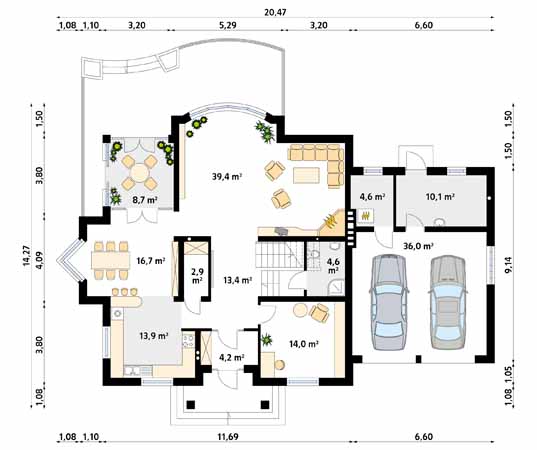 Projekt domu Bachus 3 - rzut parteru