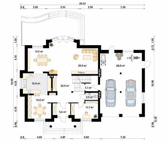 Projekt domu Bachus 5 - rzut parteru