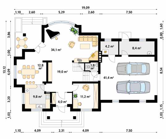 Projekt domu Bachus 6 - rzut parteru