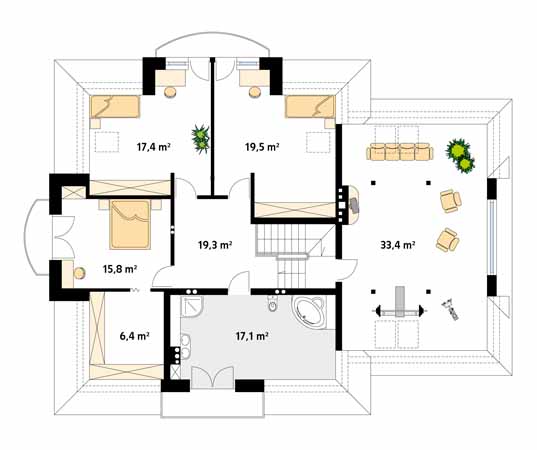 Projekt domu Bachus 7 - rzut poddasza