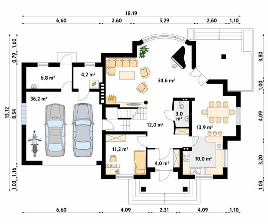 Projekt domu Bachus 8 - rzut parteru