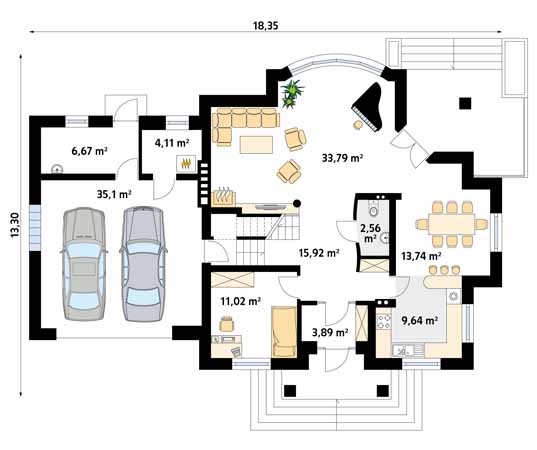 Projekt domu Bachus 9 - rzut parteru