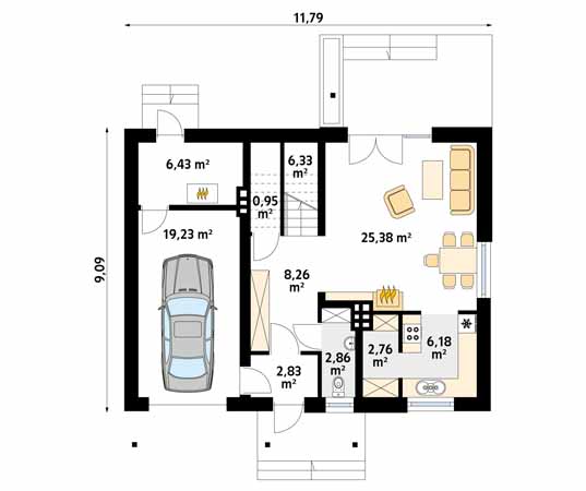 Projekt domu Balbinka 2 - rzut parteru